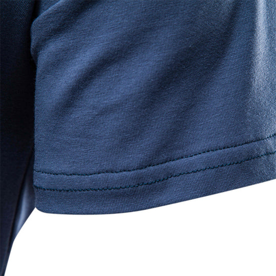 Herren V-Ausschnitt T-Shirt mit Druckknöpfen und Brusttasche Heidi-Mode