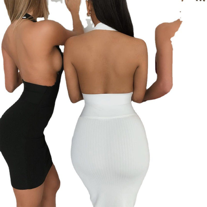 Damen figurbetontes Strickkleid mit tiefem Ausschnitt und schmalem Schnitt Heidi-Mode