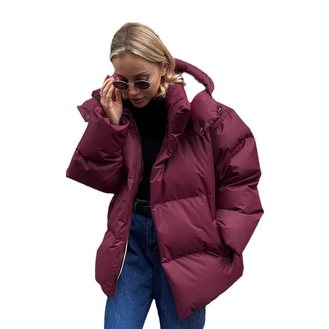 Damen sportliche Daunenjacke mit hohem Kragen und voluminösem Schnitt Heidi-Mode