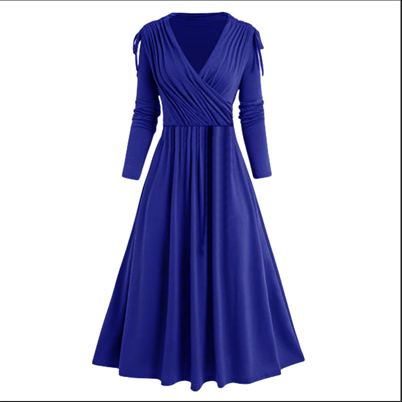 Damen Midikleid mit Wickeloptik und langen Ärmeln Heidi-Mode