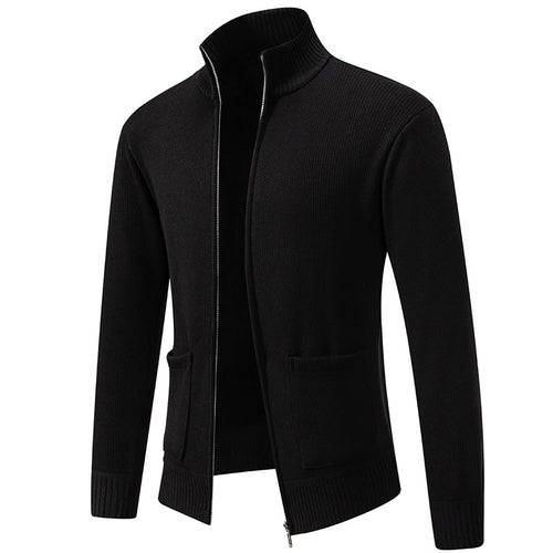 Herren strukturiertes Reißverschluss-Strickjacke Sweater Heidi-Mode
