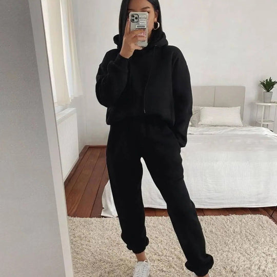 Damen Komfortabler Fleece Hoodie und Jogginghose Set Heidi-Mode
