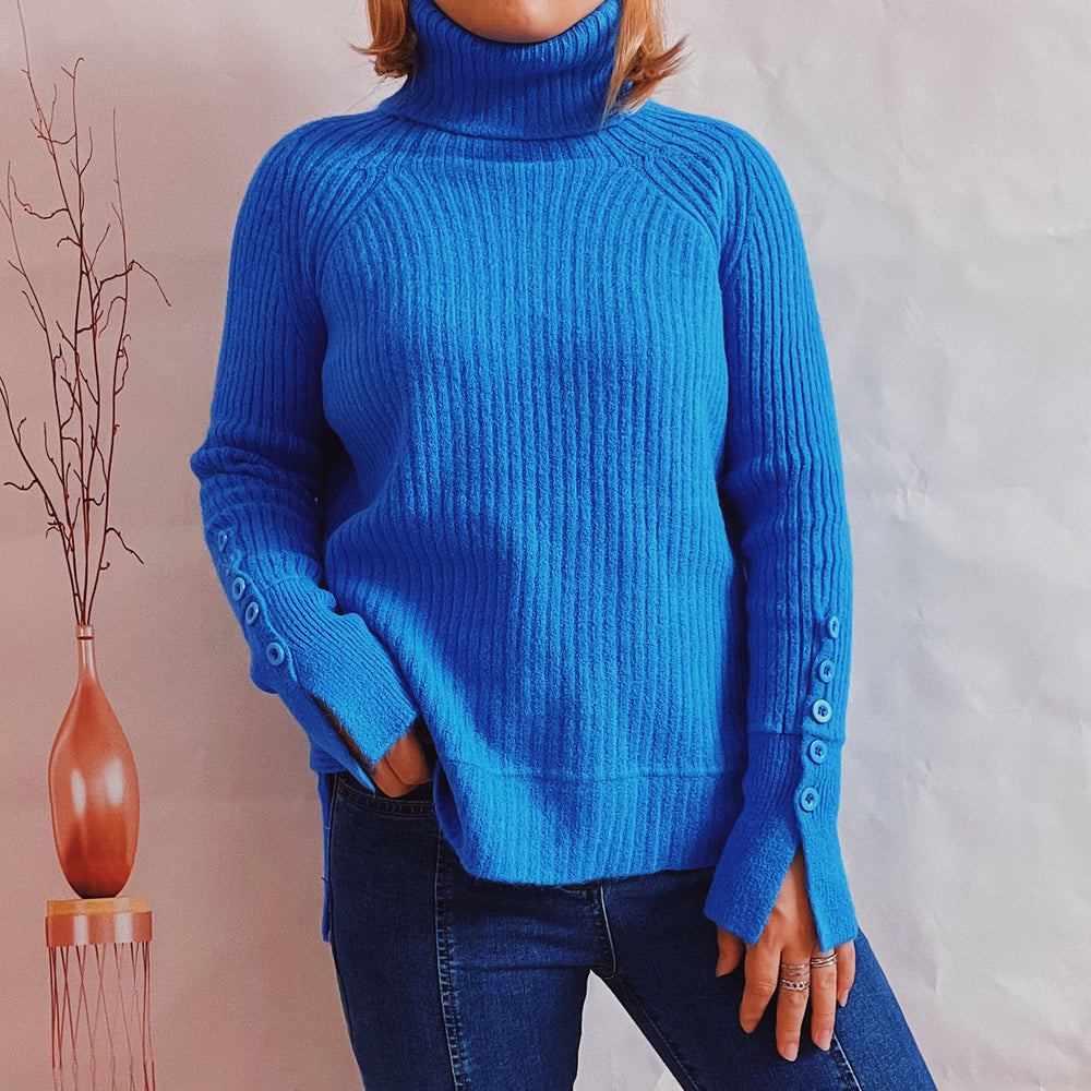 Damen Ribbed Rollkragenpullover mit elegantem Schnitt Heidi-Mode