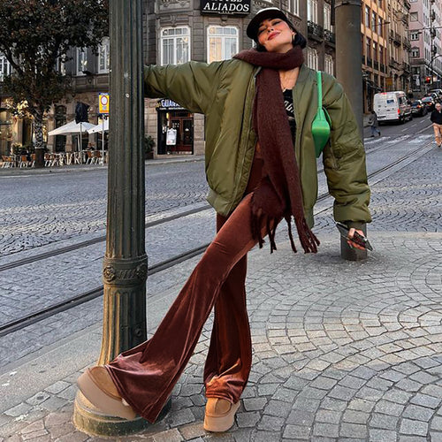 Damen Elegante Schlaghose mit hohem Bund und glattem Material Heidi-Mode