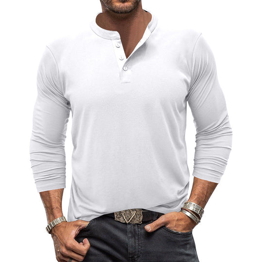 Herren Langarm-Henley-Shirt mit praktischem Knopfdesign Heidi-Mode