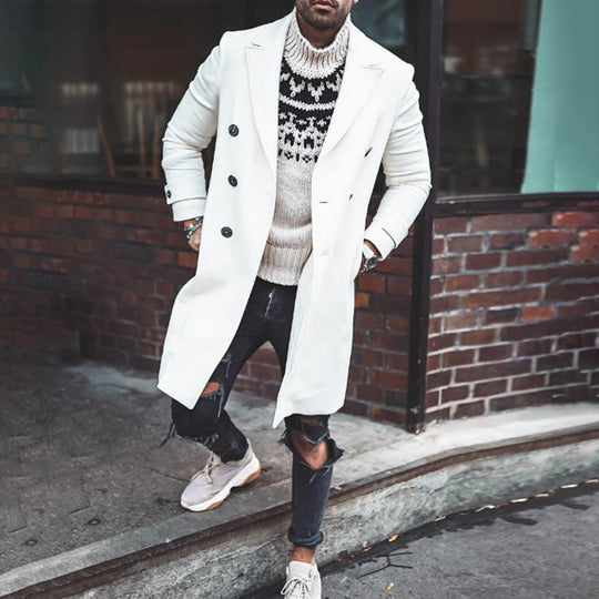 Herren eleganter langer doppelt-geknöpfter Mantel Heidi-Mode