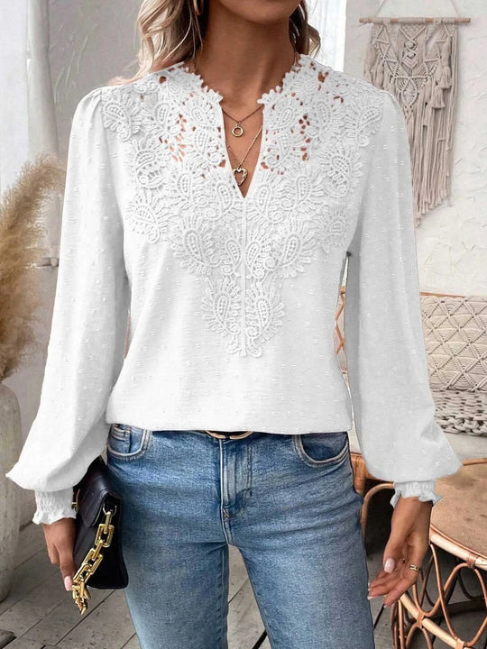 Damen elegante Bluse mit kunstvollen Spitzenverzierungen Heidi-Mode
