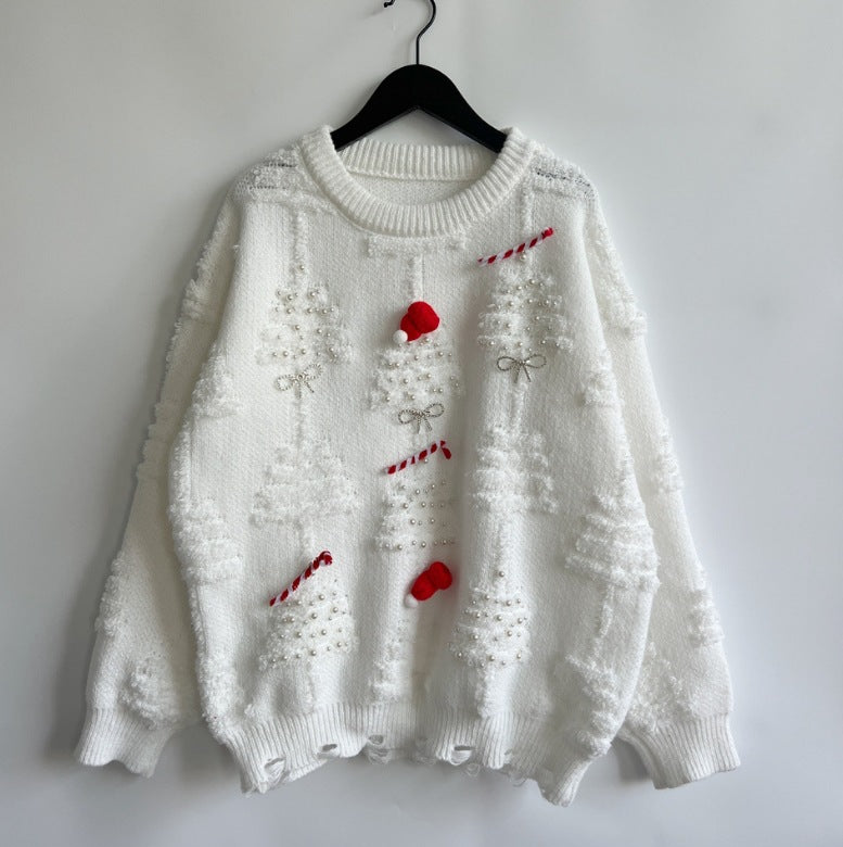 Damen Weihnachts-Pullover mit festlichem Motiv und 3D-Applikationen Heidi-Mode