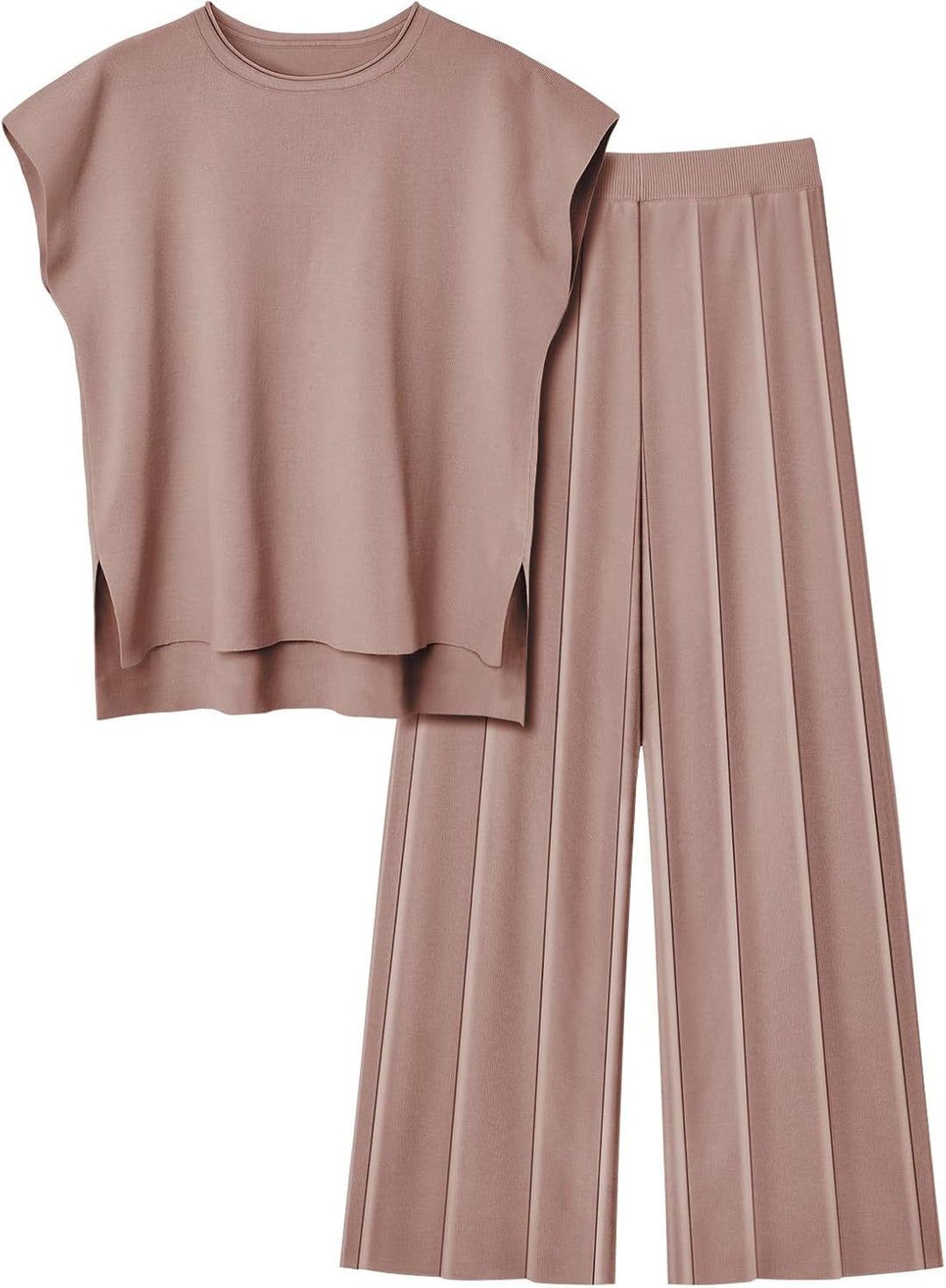 Damen elegantes Set mit kurzärmligem Oberteil und plissierter Hose Heidi-Mode