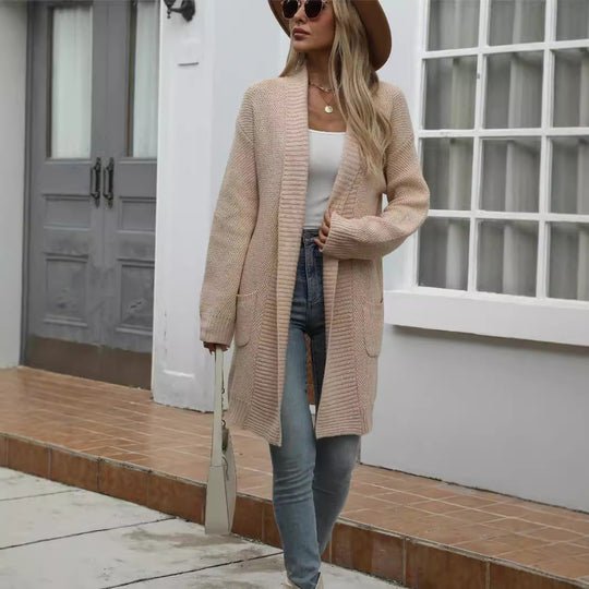 Damen Strickjacke mit offener Vorderseite und lässigem Schnitt Heidi-Mode