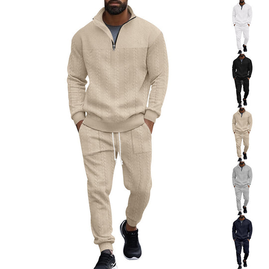 Herren Sportlicher Strickanzug mit Stehkragen und Reißverschluss Heidi-Mode