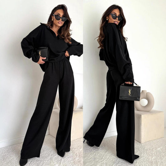 Damen lässiger Poloshirt-Jumpsuit mit Hohem Kragen und lockerem Schnitt Heidi-Mode