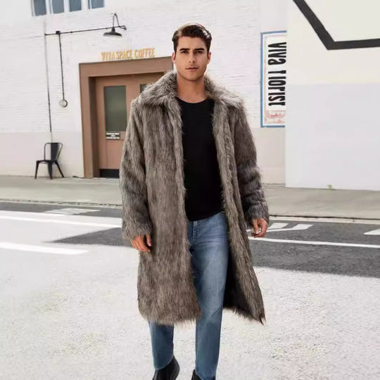 Herren Eleganter Kunstfell-Teddy-Mantel Heidi-Mode