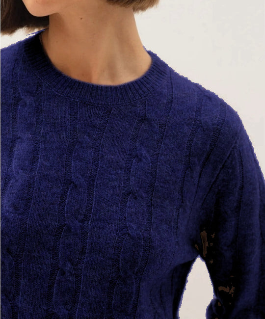 Damen Rückenschnitt Pullover mit strukturiertem Zopfmuster Heidi-Mode