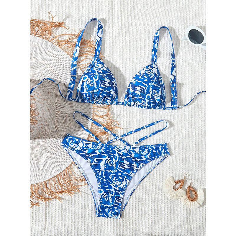 Damen Bikini-Set mit kreativem Muster und sexy Schnürdetails Heidi-Mode