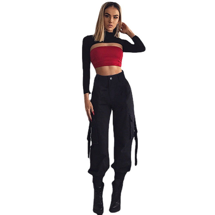 Damen Cargo-Hose mit elastischem Bund und praktischen Seitentaschen Heidi-Mode