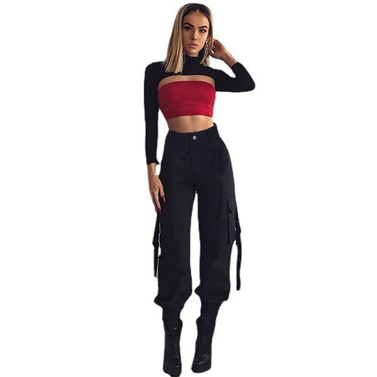 Damen Cargo-Hose mit elastischem Bund und praktischen Seitentaschen Heidi-Mode
