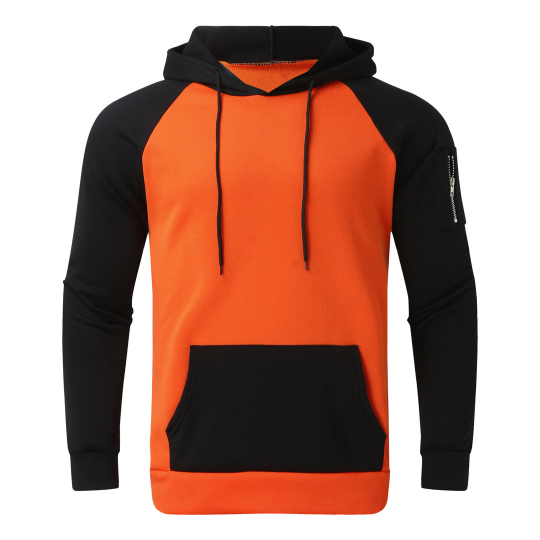 Herren sportlicher Hoodie mit Kontrastärmeln und praktischer Kängurutasche Heidi-Mode