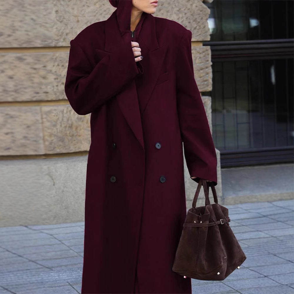 Damen eleganter Wool Coat mit doppelter Knopfleiste Heidi-Mode