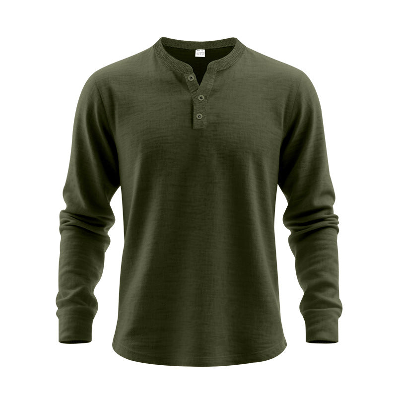 Herren Langarm-Henley-Shirt aus weichem Baumwollmix Heidi-Mode