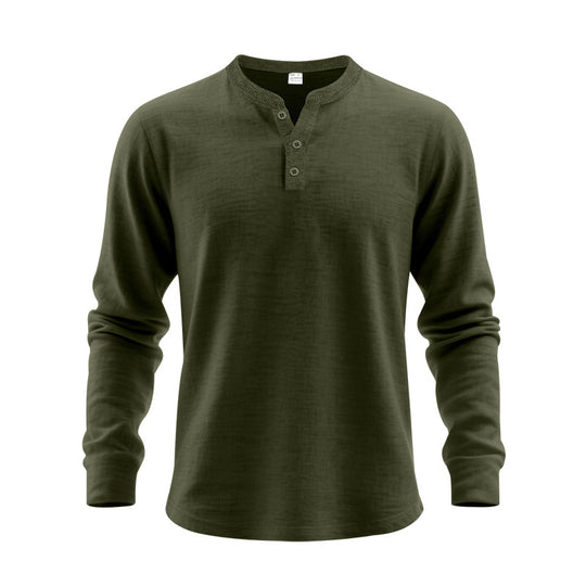 Herren Langarm-Henley-Shirt aus weichem Baumwollmix Heidi-Mode