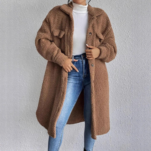 Damen Weiche und gemütliche Teddyjacke im Long-Format Heidi-Mode