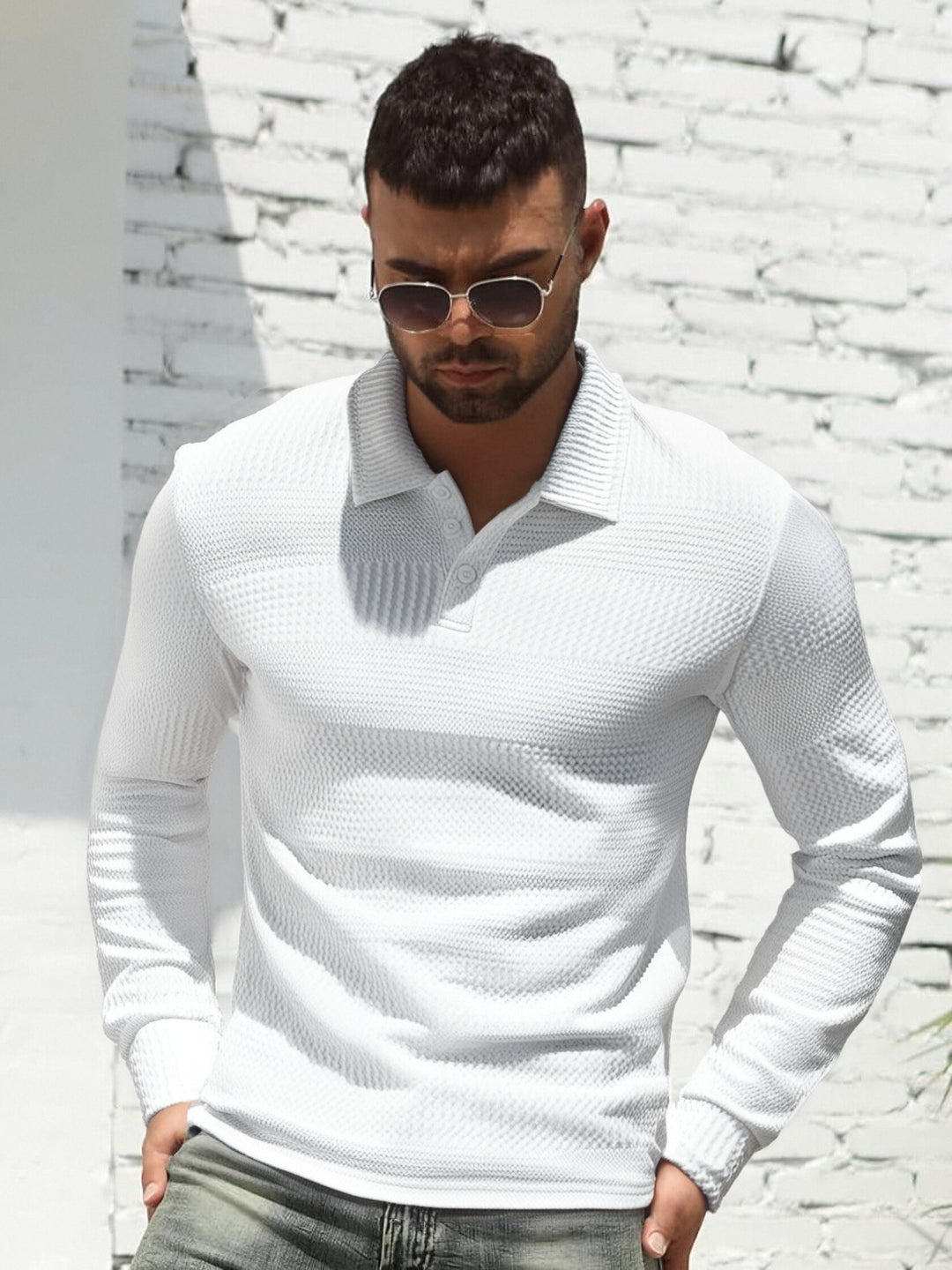 Herren Langarm Poloshirt Heidi-Mode