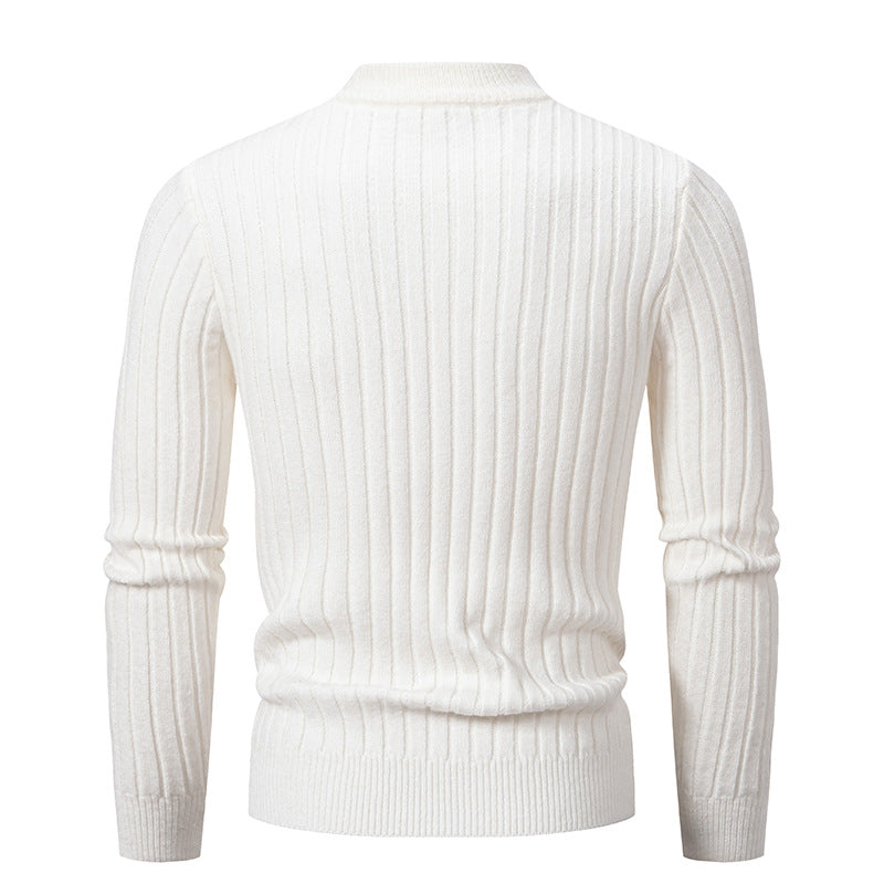 Herren Strickpullover mit hochgeschlossenem Kragen und Zopfmuster Heidi-Mode
