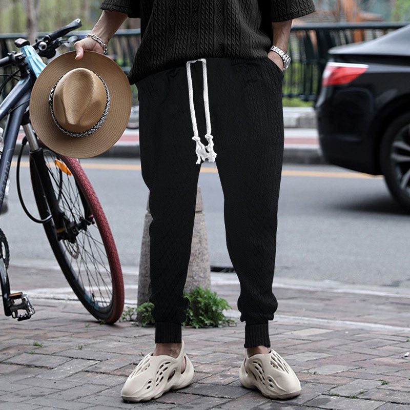 Herren Sportliche Loungehose mit elastischem Bund und modischem Strukturdesign Heidi-Mode