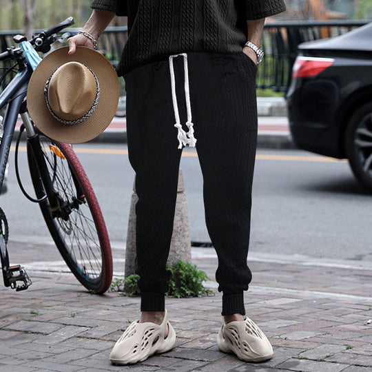 Herren Sportliche Loungehose mit elastischem Bund und modischem Strukturdesign Heidi-Mode