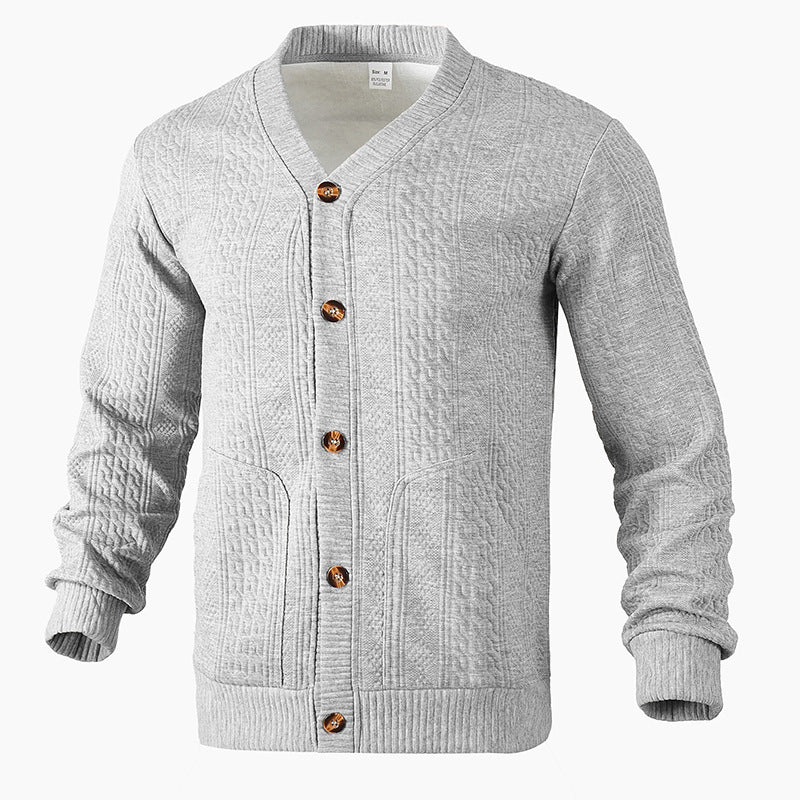 Herren Strickjacke mit hochwertigem Strukturmuster und modernen Knöpfen Heidi-Mode
