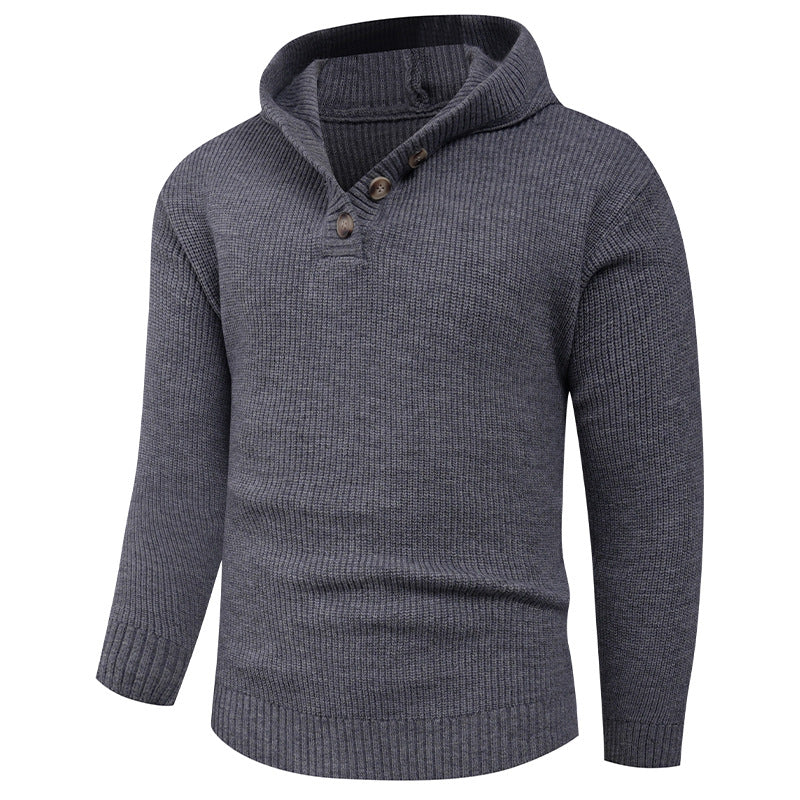 Herren Strickpullover mit hochabschließendem Kragen und Knopfdetails Heidi-Mode