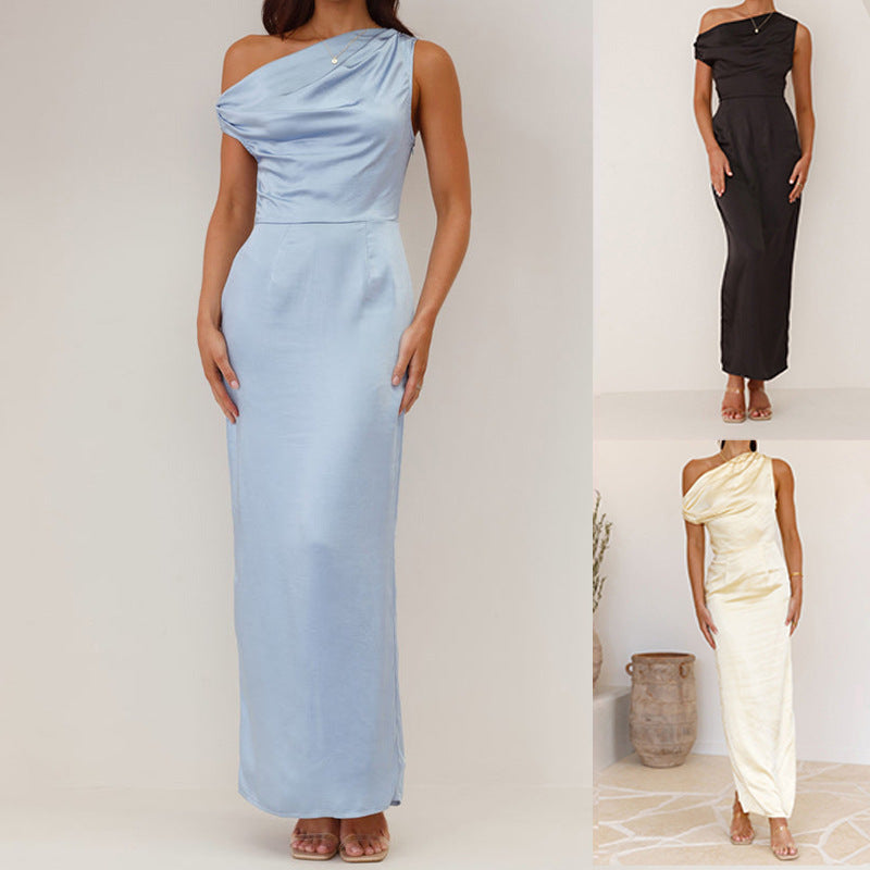 Damen Elegantes Maxikleid mit asymmetrischem Oberteil und figurbetontem Schnitt Heidi-Mode