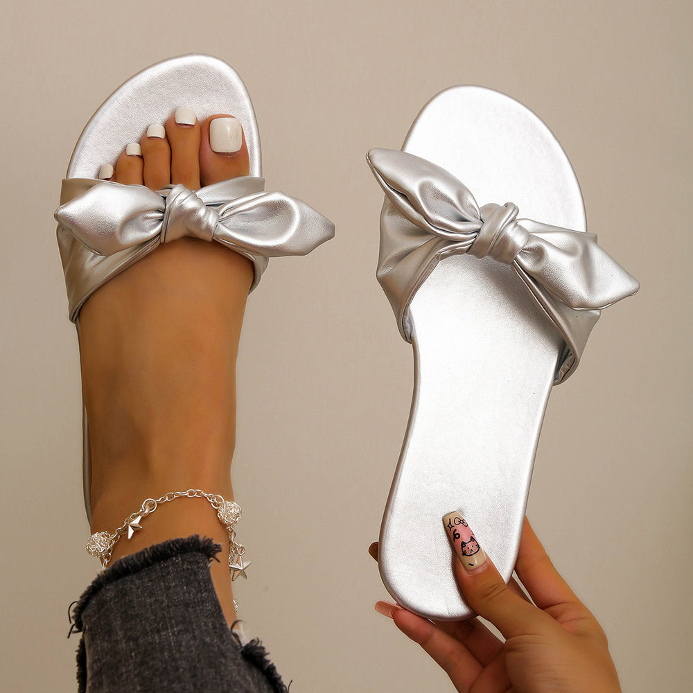 Damen Slipper mit verspieltem Schleifen-Design Heidi-Mode