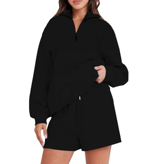 Damen lässiger Hoodie mit kurzem Schnitt und praktischen Taschen Heidi-Mode