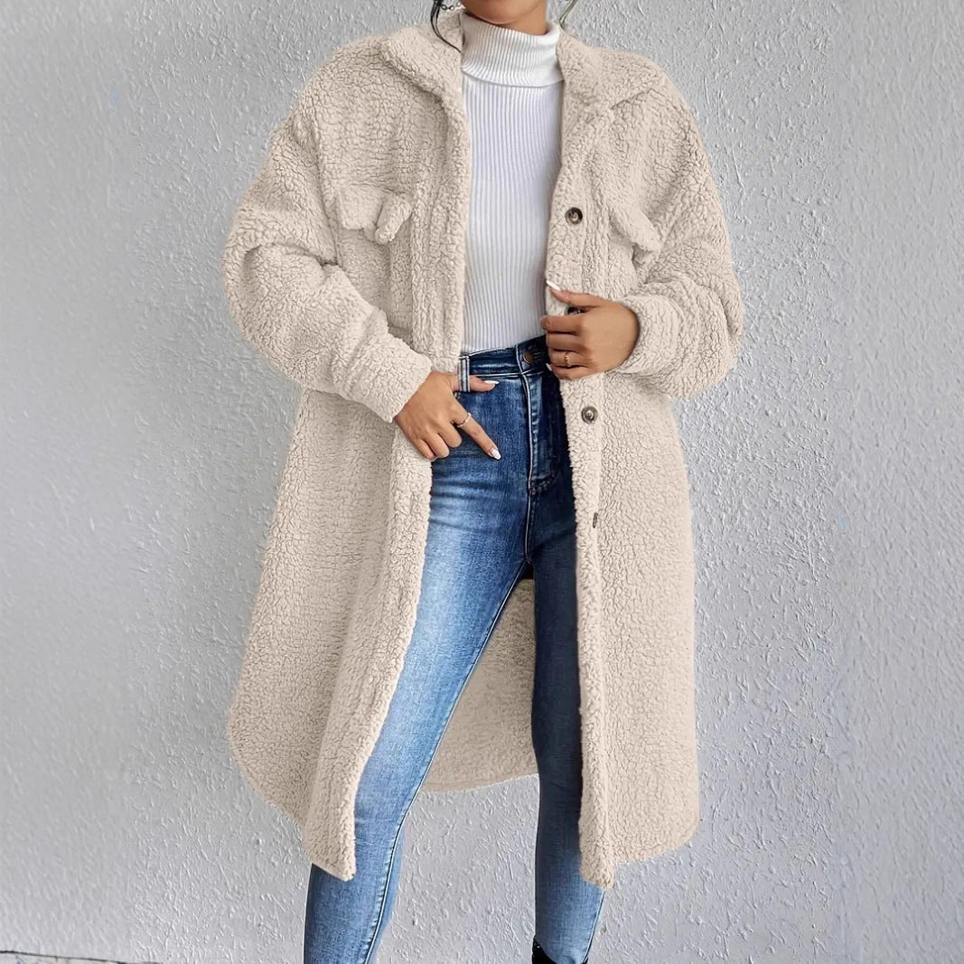 Damen Weiche und gemütliche Teddyjacke im Long-Format Heidi-Mode