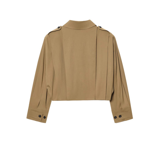 Damen cropped Jacke mit dekorativen Knopfdetails und modernen Falten Heidi-Mode