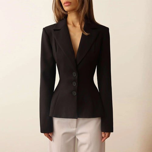 Damen taillierter Blazer mit elegantem Revers Heidi-Mode