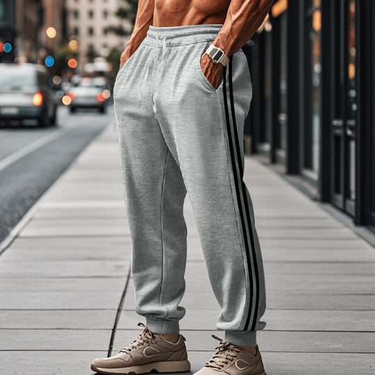Herren Bequeme Sporthose mit kontrastierenden Seiteneinsätzen und elastischem Bund Heidi-Mode