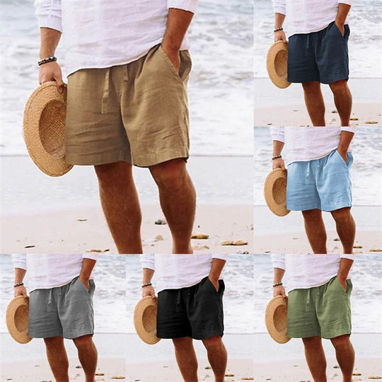 Herren luftige Leinen-Shorts mit elastischem Bund und praktischen Seitentaschen Heidi-Mode