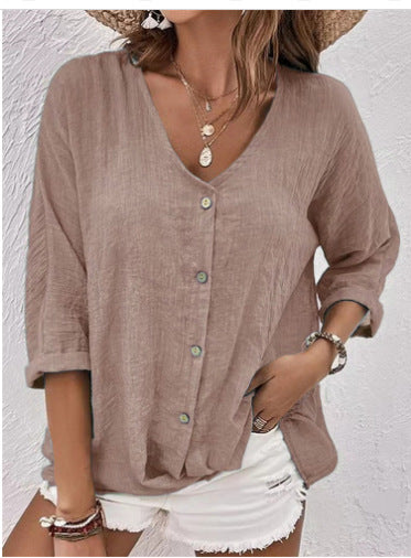 Damen Leichtes Viskosebluse mit Knopfleiste Heidi-Mode