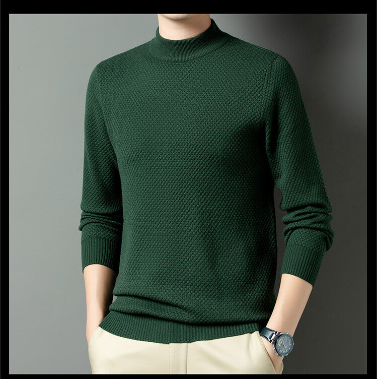 Herren Strukturierter Rollkragenpullover aus hochwertiger Baumwolle Heidi-Mode