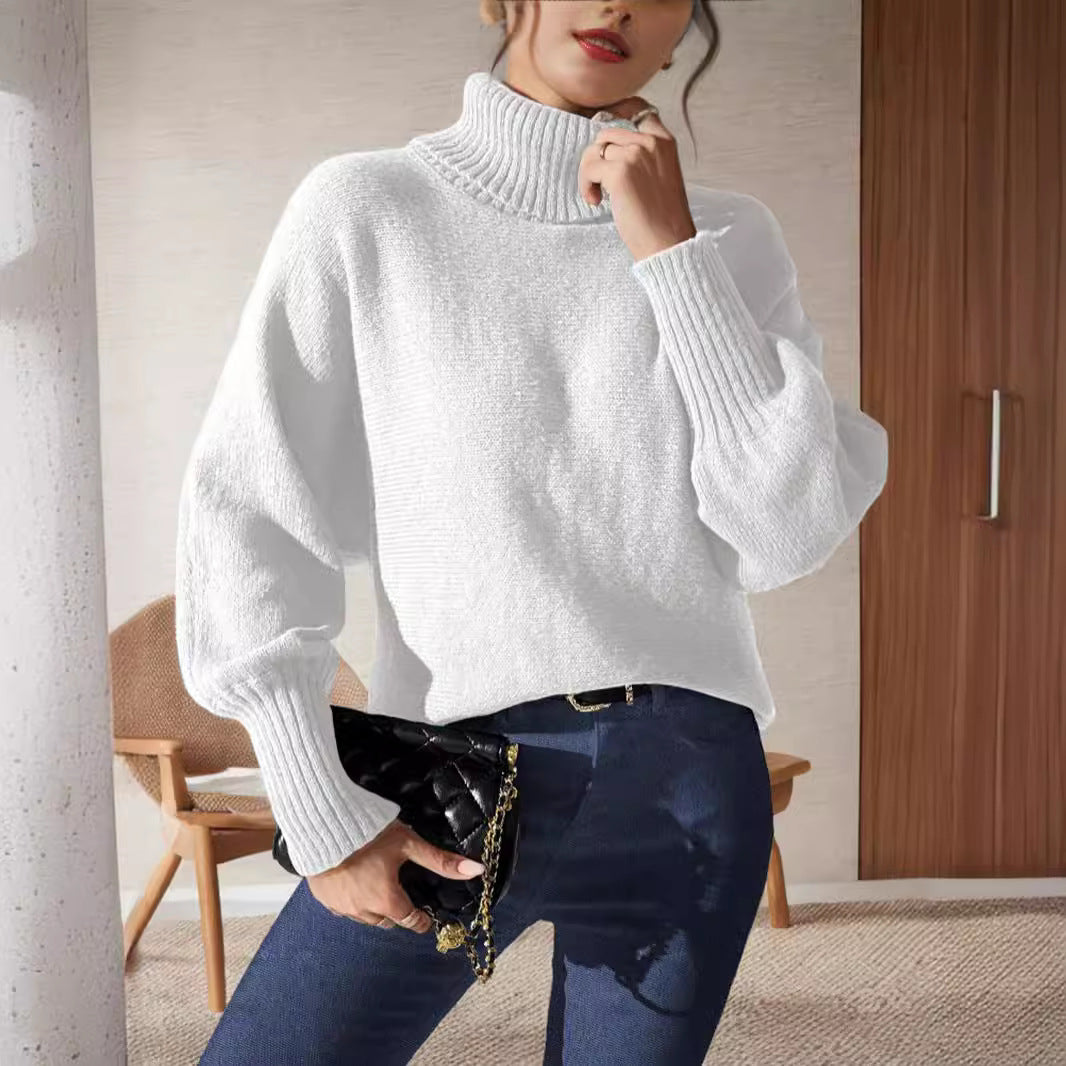 Damen modischer Rollkragenpullover mit lässigem Schnitt und strukturiertem Maschenmuster Heidi-Mode