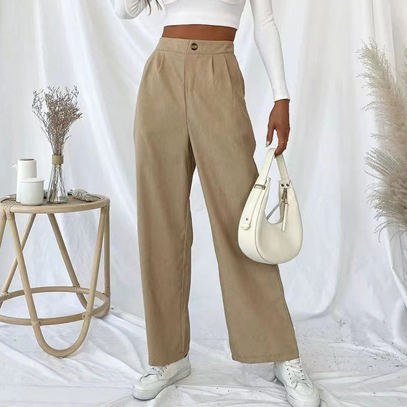 Damen Weite Hochbundhose mit Falten Heidi-Mode