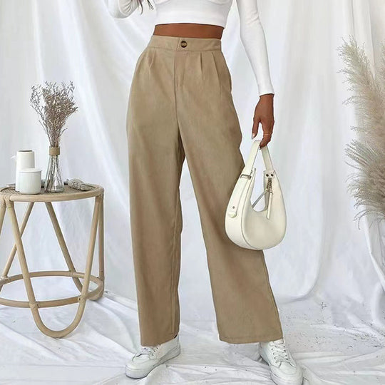 Damen Weite Hochbundhose mit Falten Heidi-Mode