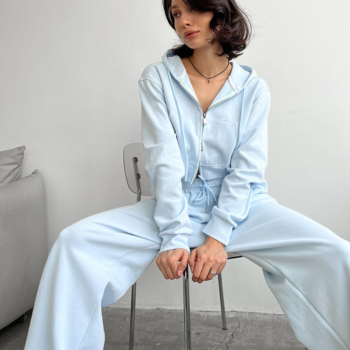 Damen Cropped Hoodie und entspannte Jogginghose Set Heidi-Mode