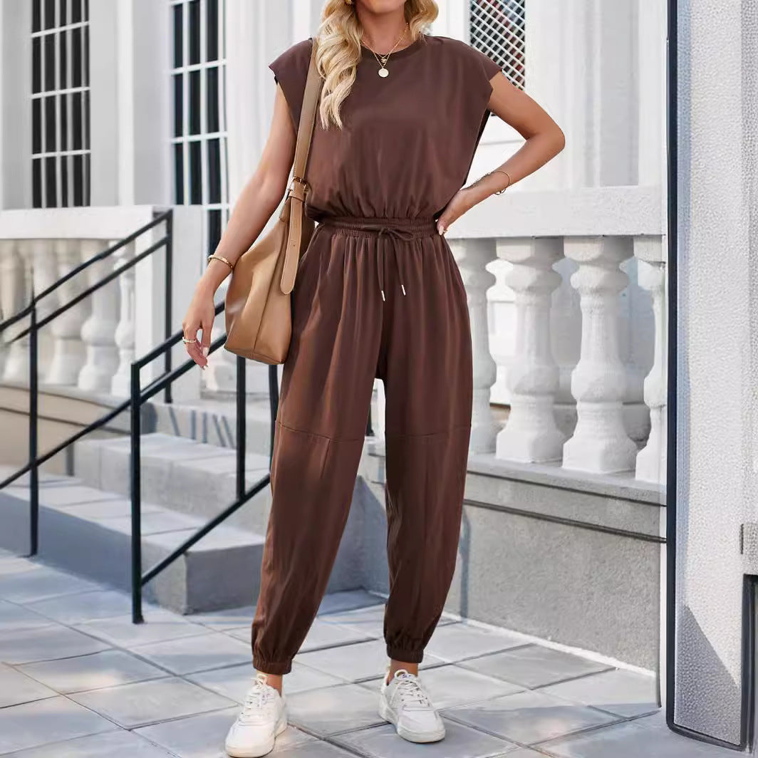 Damen lässiger Sweatanzug mit weiter Silhouette und elastischem Bund Heidi-Mode