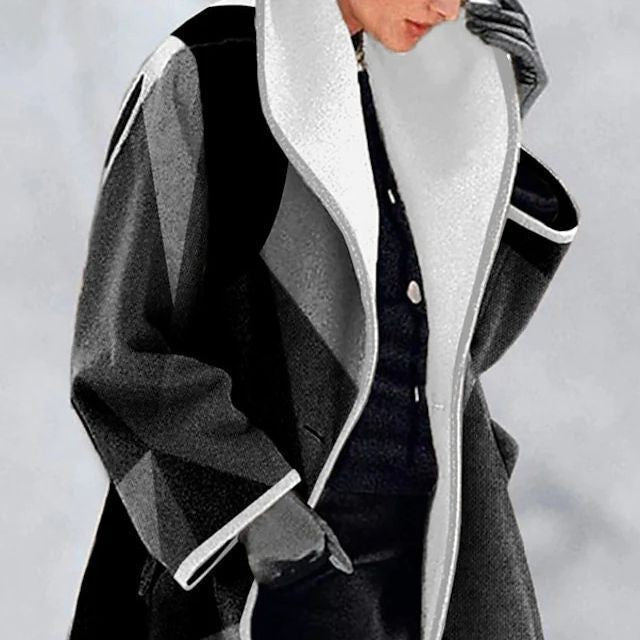 Damen Modischer Oversized Mantel mit geometrischem Design Heidi-Mode