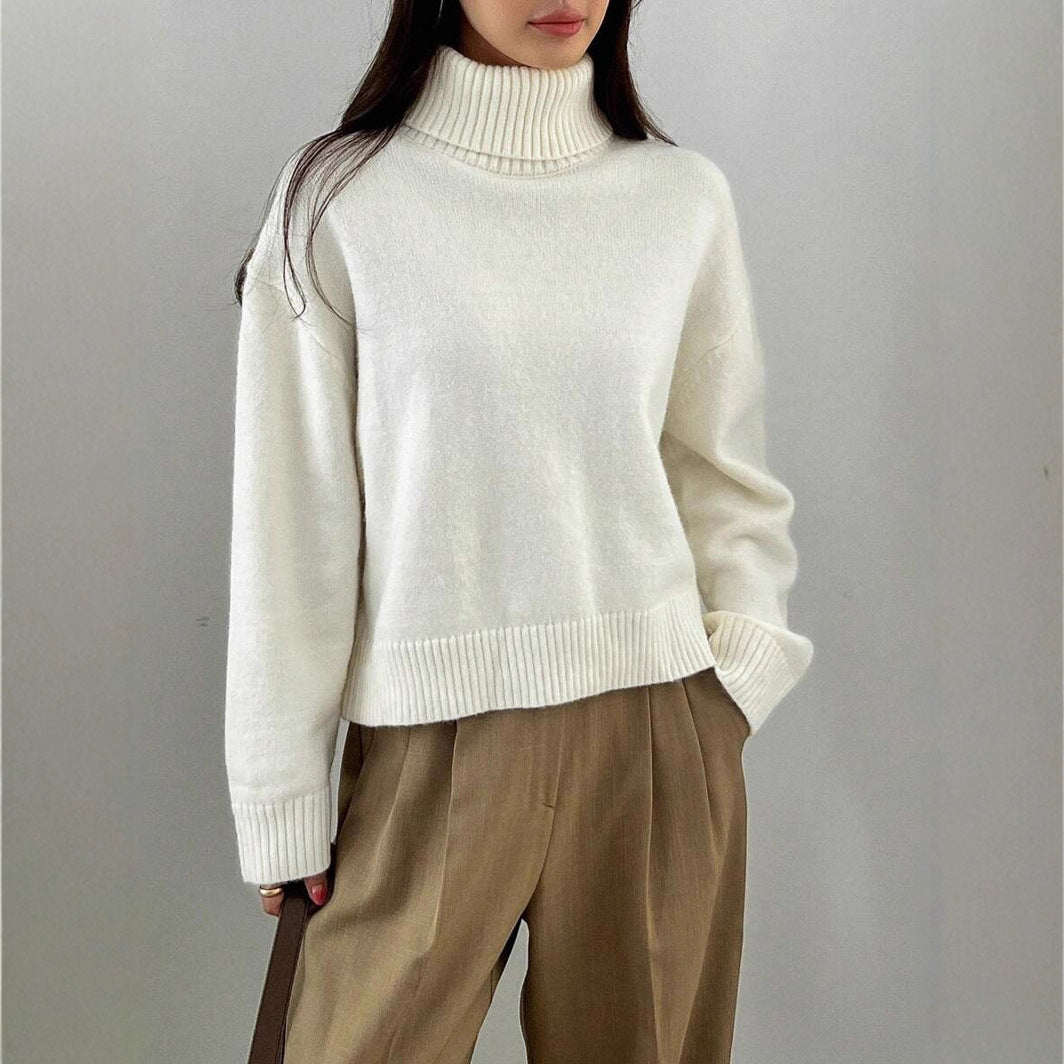 Damen oversized Rollkragenpullover aus weichem Material Heidi-Mode