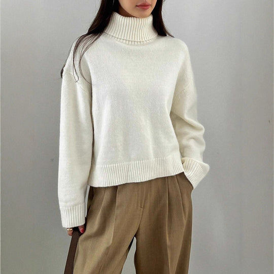 Damen oversized Rollkragenpullover aus weichem Material Heidi-Mode